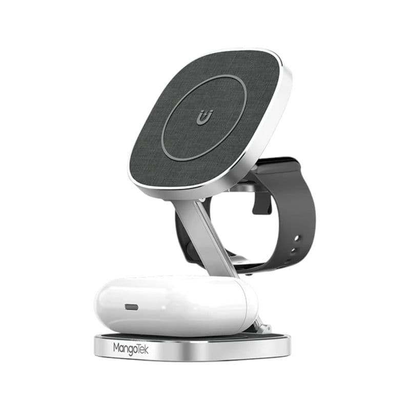 Беспроводное зарядное устройство (БЗУ) MangoTek WL031 (3 in 1) в цвете Серебристый — купить в YARTUS