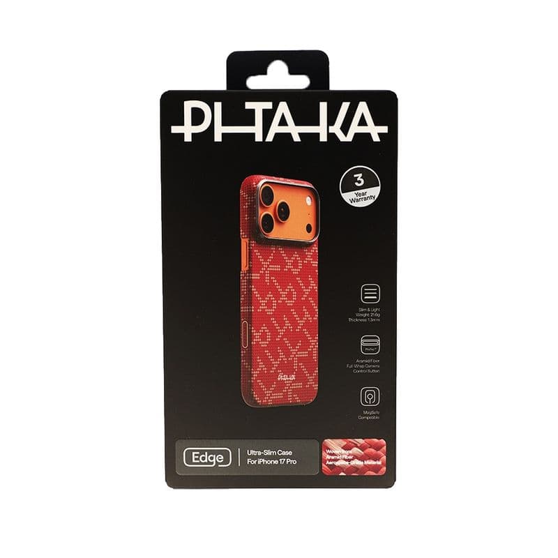 Чехол PITAKA Monogram Ultra-Slim Case iPhone 17 Pro (Gold/Red) PitaTap